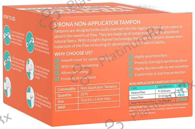 Sirona Now Periods Made Easy Premium Digital Tampons Super Plus Heavy Flow 20s