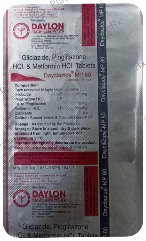 Dayclazide MP 80mg/15mg/500mg Tablet