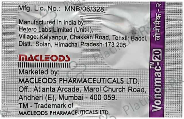 Vonomac 20mg Tablet 10s