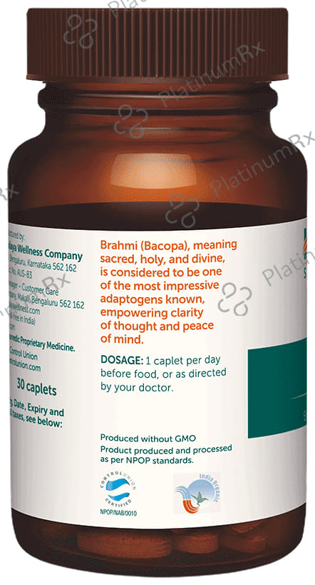Himalaya Organic Brahmi - Mind Wellness- Improve Alertness - Caplet 30 caplets