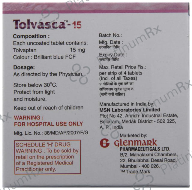 Tolvasca 15mg Tablet 4s