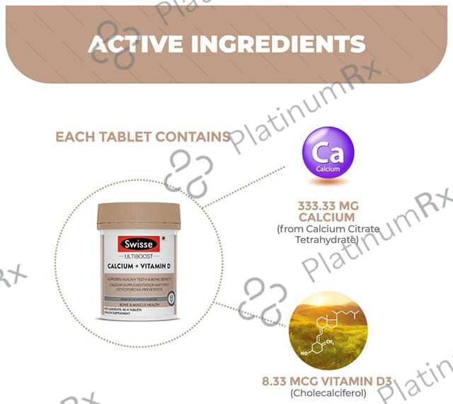 Swisse Ultiboost Vegan Calcium + Vitamin D - Tablet for Healthy Bones & Muscles