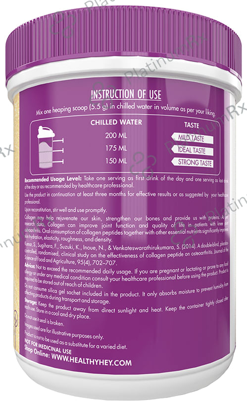 HealthyHey Nutrition Gold Series Hydrolysed Collagen Type 1 & 3 for Skin, Hair, Nails, Bones & Joints - For Adults - Flavour Lemon