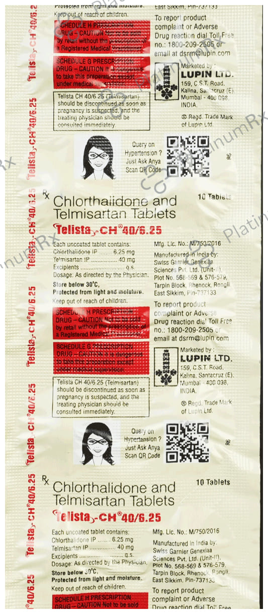 Telista CH 40/6.25mg Tablet 10s