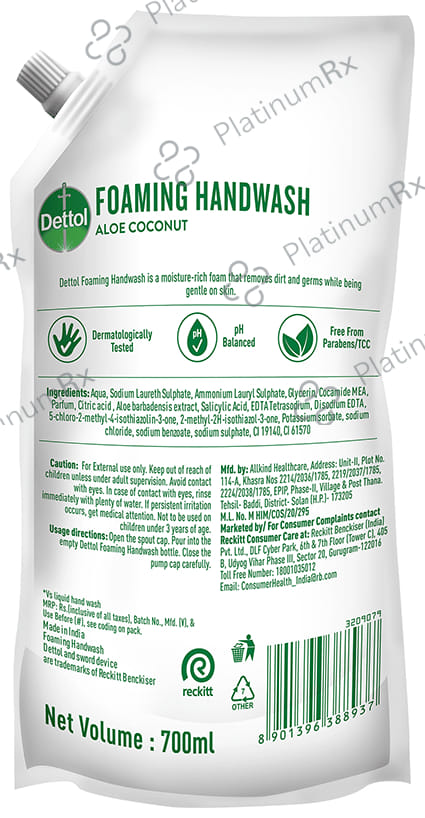 Dettol Aloe Coconut Refill Foaming Handwash