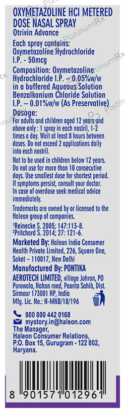 Otrivin Advance 0.05% Nasal Spray 10gm