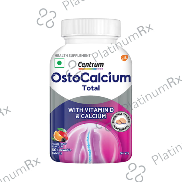 Ostocalcium Total, Vitamin D & Calcium to Support Strong Bones, Joints & Muscles (Veg) Mixed Fruit 60 Chewable Tablet