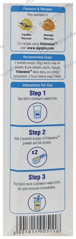 Vidavance Powder for Diabetes Sucrose Free Chocolate Flavour Powder 200gm