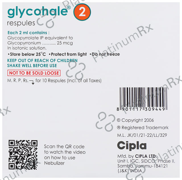 Glycohale 0.025mg Respules 10X2ml