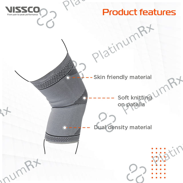 Vissco Stretchable 2D Knee Cap, Knee Support for Pain Relief and Injury in Pair Medium
