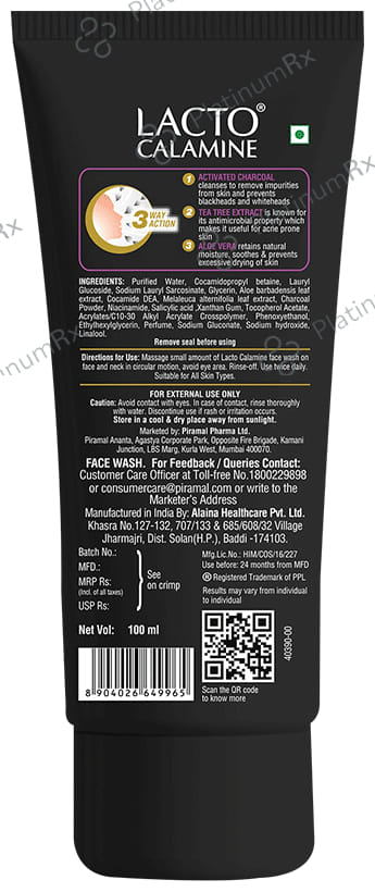 Lacto Calamine Activated Charcoal Face Wash