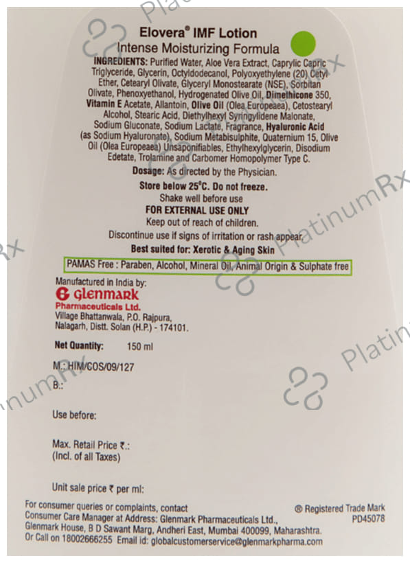 Elovera Imf Intense Moisturising Formula Lotion 150ml
