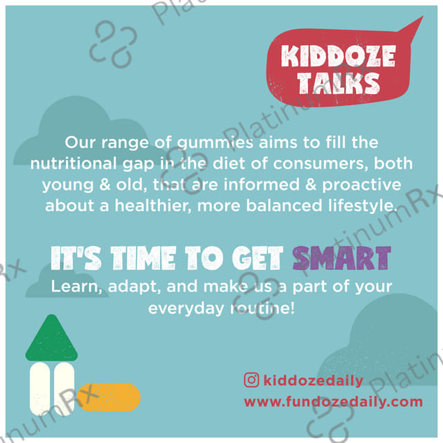 Kiddoze Calcium + Vitamin D3 Gummies Strawberry & Orange Flavour 60s