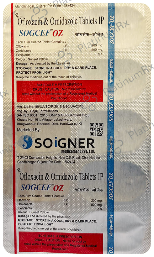 Sogcef OZ 200mg/500mg Tablet