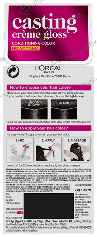 Loreal Paris Casting Creme Gloss Conditioning Color Ebony Black