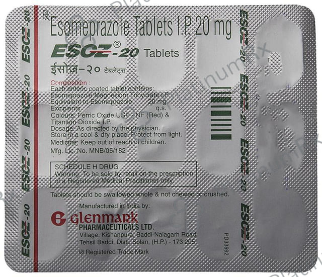 Esoz 20mg Tablet 15s