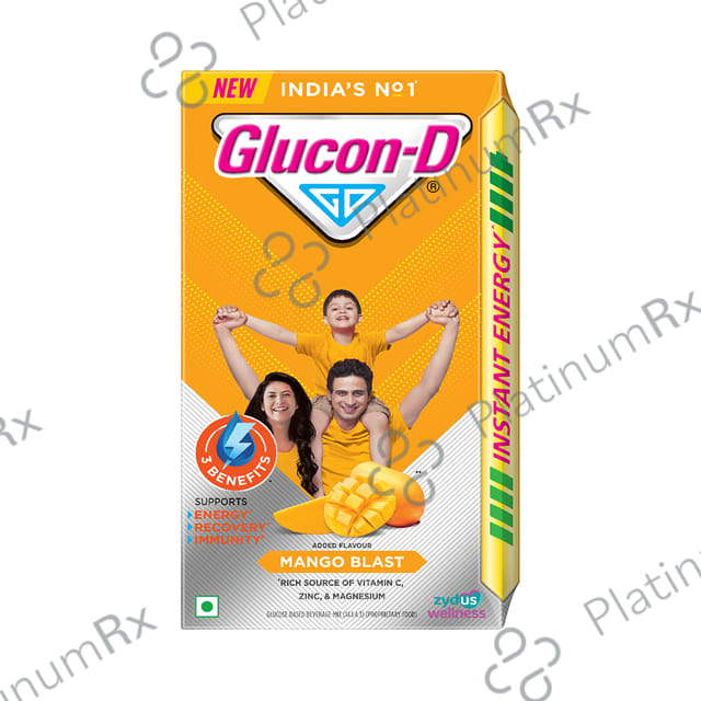 Glucon-D with Glucose, Calcium, Vitamin C & Sucrose - Flavour Mango Blast Powder