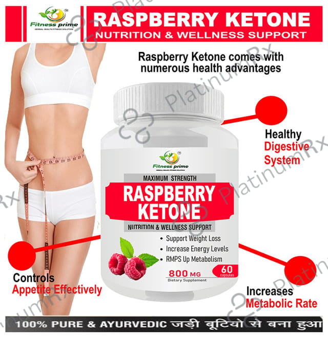 Fitness Prime Maximum Strength Raspberry Ketone Nutrition & Wellness Support 800mg Capsule