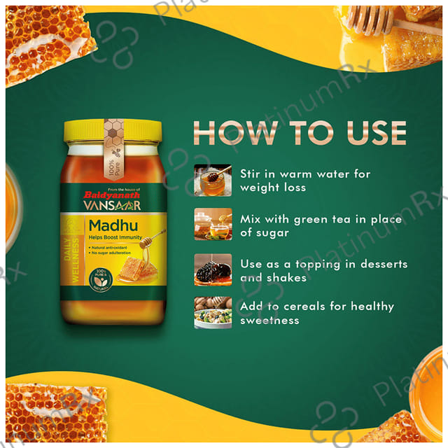 Vansaar Madhu with Natural Antioxidant for Immunity - No Sugar Adulteration 500 gm