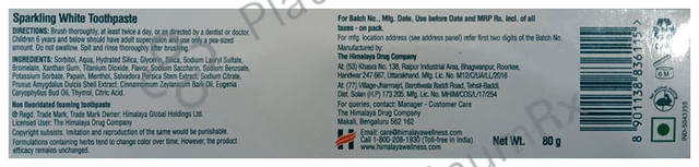 Himalaya Sparkling White Toothpaste 80gm