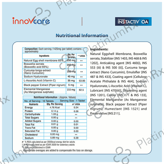 Ins3tactiv OA Tablet 10s