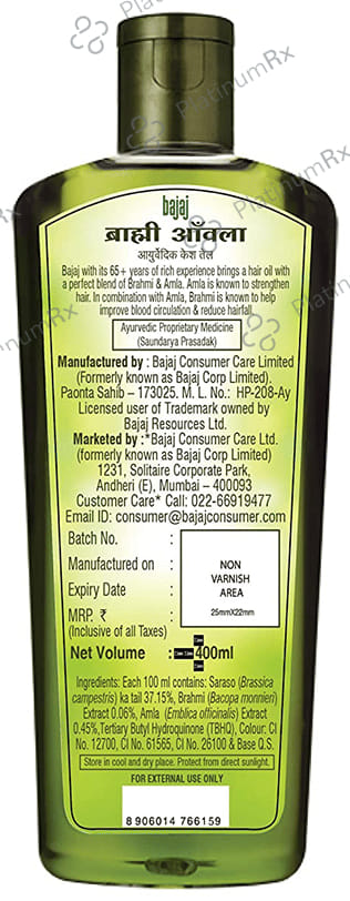 Bajaj Brahmi Amla Ayurvedic Hair Oil 400 ml