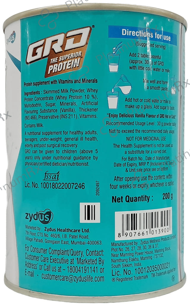 GRD The Superior Protein Vanilla Flavour Powder 200gm