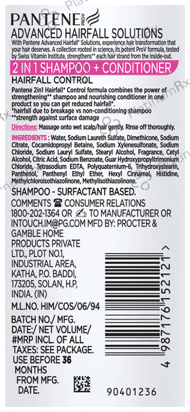 Pantene Pro-V Advanced Hairfall Solution 2 in 1 Shampoo+Conditioner Hairfall Control