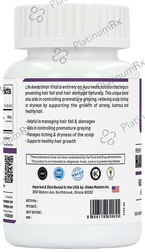 Life Aveda Premium Hair Vitals Veg Capsule