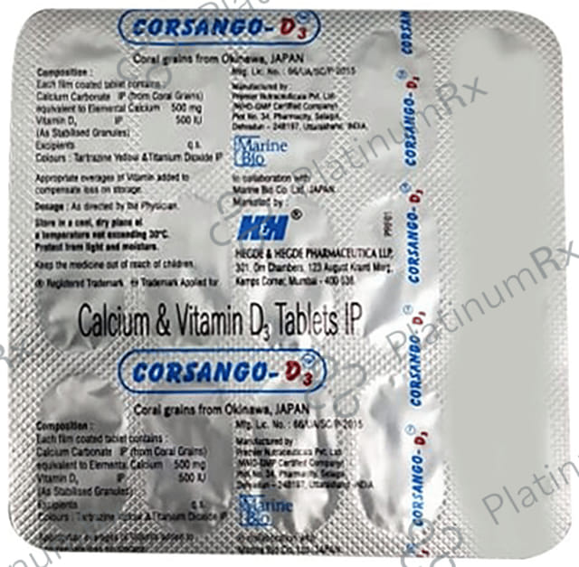 Corsango D3 500mg/500IU Tablet 15s