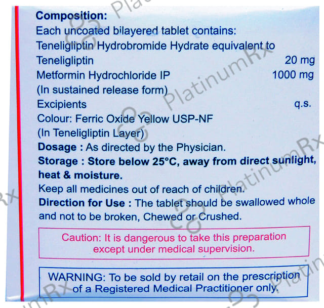 Tendia M Forte 20/1000mg Tablet SR 15s