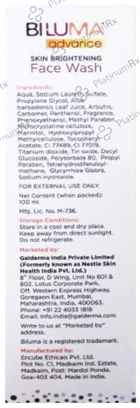 Biluma Advance Skin Brightening Face Wash 100ml