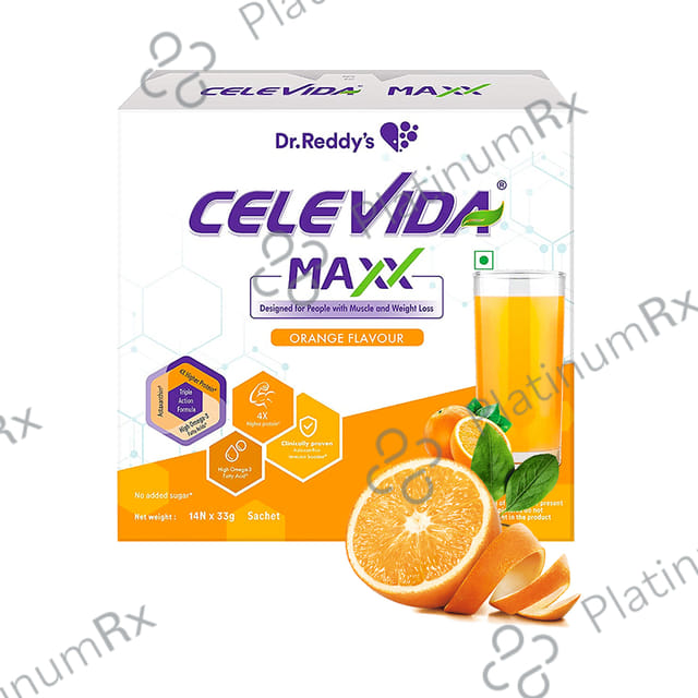 Dr Reddy's Celevida Maxx Sachet for Muscles & Weight Loss - Flavour Orange