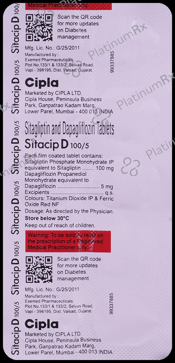 Sitacip D 5mg/100mg Tablet