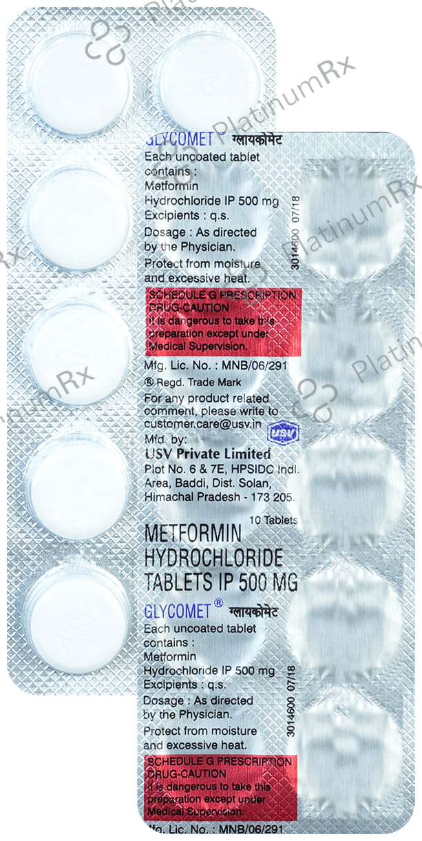 Glycomet 500mg Tablet 10s