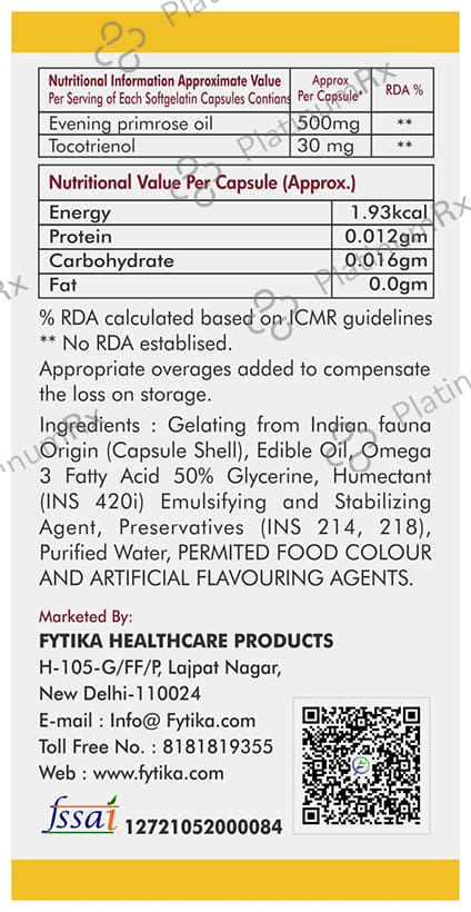 Fytika EPO 1000 Evening Primrose Oil and Tocotrienol Capsule