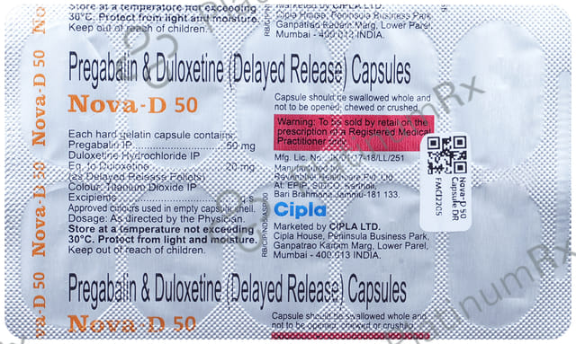 Nova D 50/20mg Capsule DR 10s