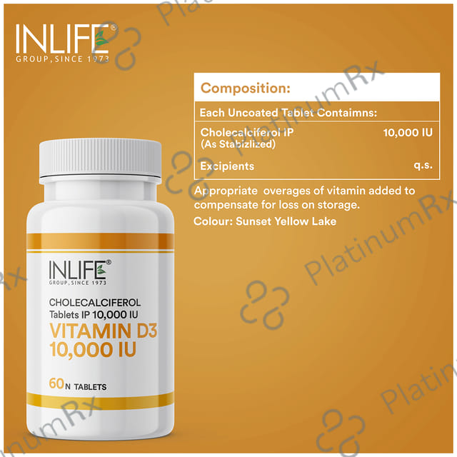 Inlife Vitamin D3 10000 IU Cholecalciferol Chewable Tablet 60s