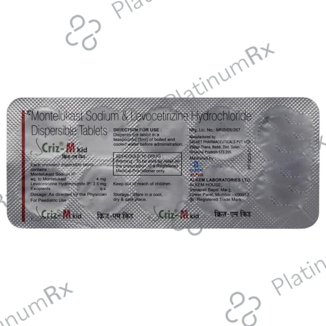 Criz M Kid 2.5/4mg Tablet DT 10s