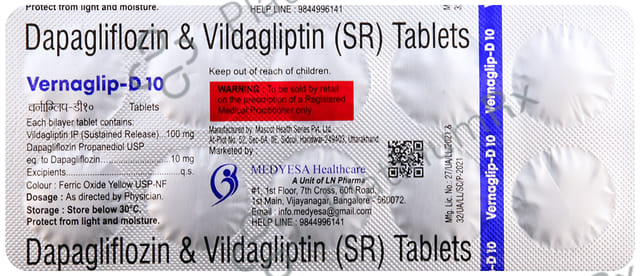 Vernaglip D 10/100mg Tablet 10s
