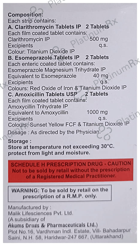 Esogress HP Forte 500/40/1000mg Tablet Combikit 6s