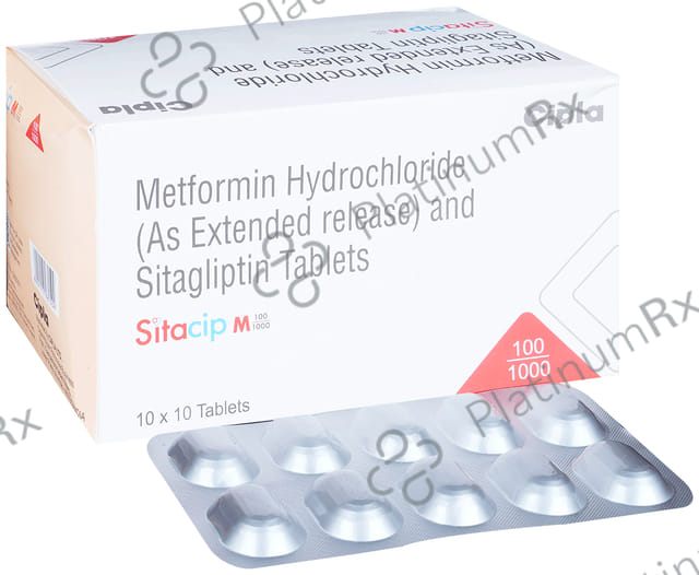 Sitacip M 100/1000mg Tablet PR 10s