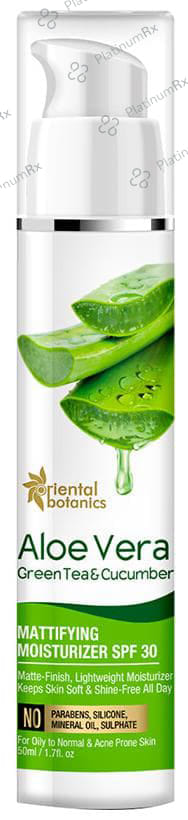 Oriental Botanics Aloe Vera Green Tea & Cucumber Mattifying SPF 30 Moisturizer 50ml