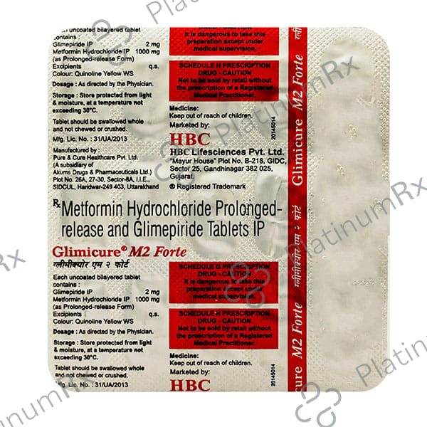 Glimicure M 2 Forte 2/1000mg Tablet 15s
