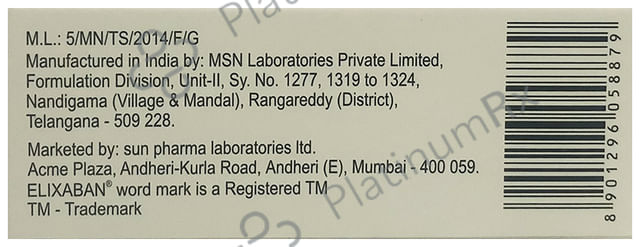 Elixaban 5mg Tablet 10s