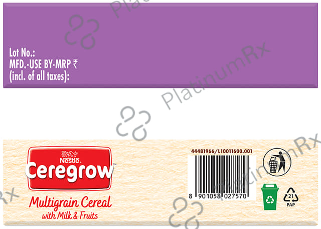 Nestle Ceregrow Multigrain Cereal with Milk & Fruits for 2 6 Years - Rich in Iron