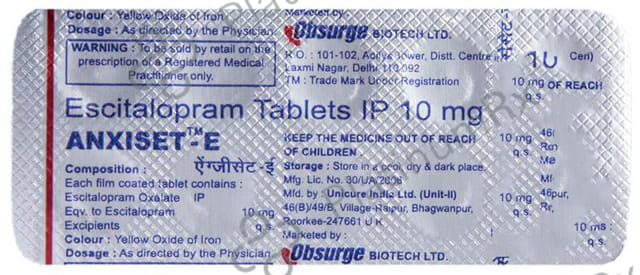 Anxiset E 10mg Tablet 10s