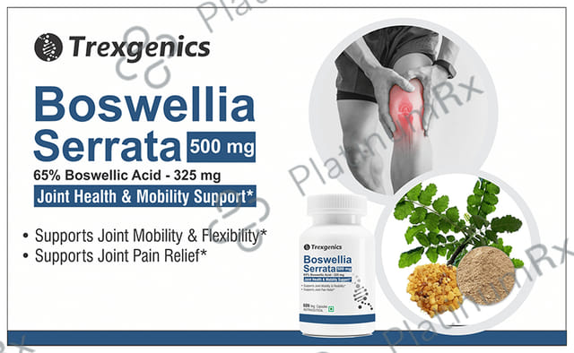 Trexgenics Boswellia Serrata 65% Boswellic Acid 500mg Veg Capsule