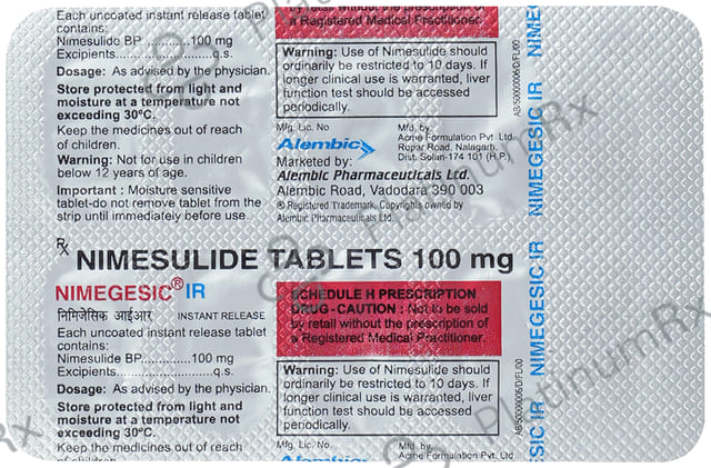 Nimegesic 100mg Tablet IR 10s