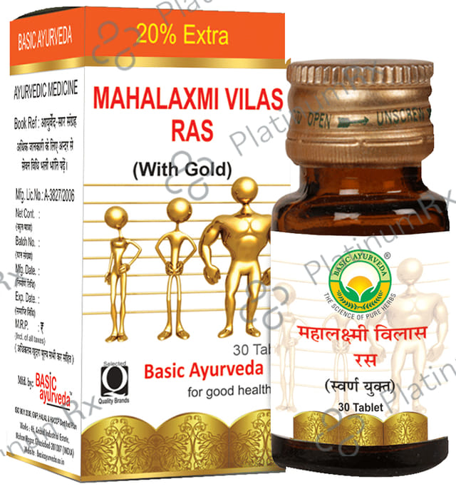 Basic Ayurveda Maha Laxmi Vilas Ras with Gold 30 tablets